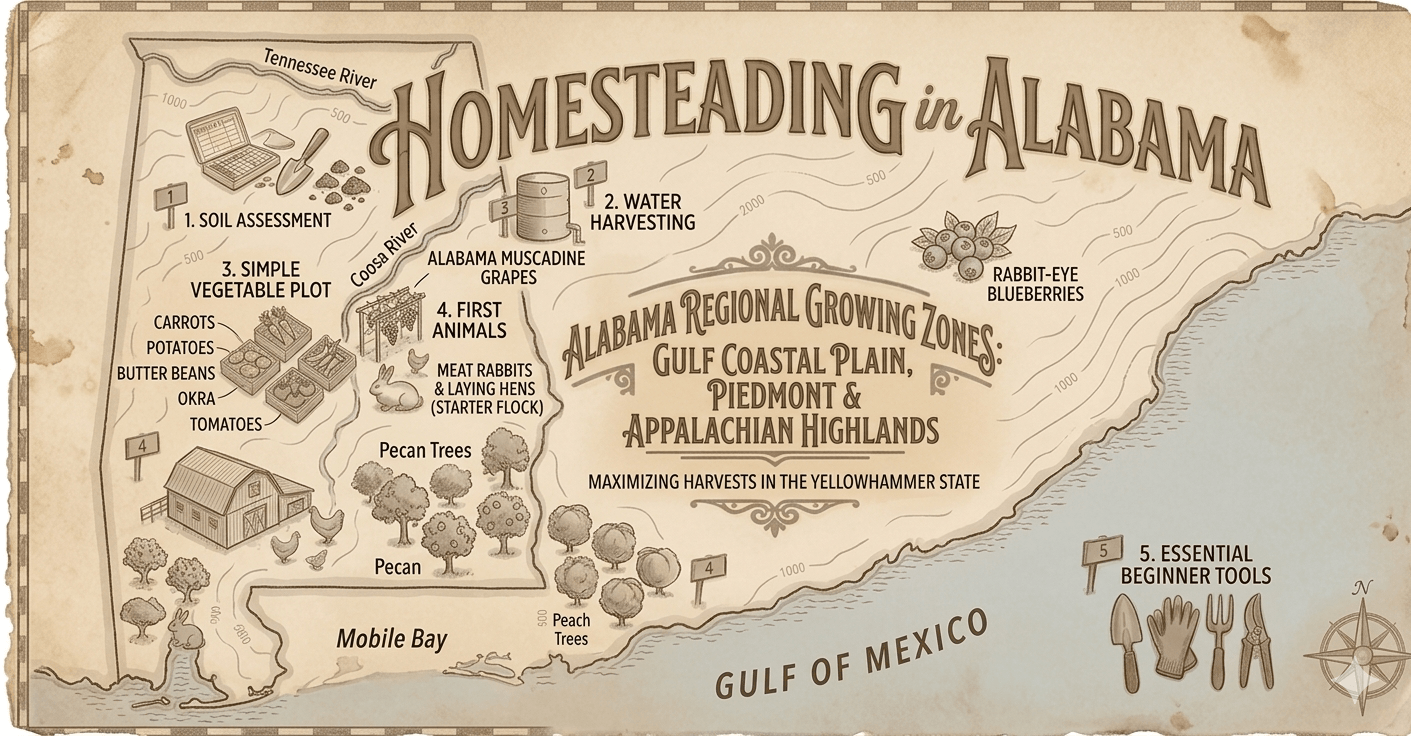 Homesteading in Alabama: Laws, Land, Climate, and Everything You Need to Know